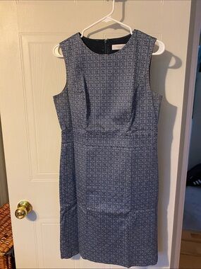 Simons Navy Geometric Sleeveless Midi Dress
